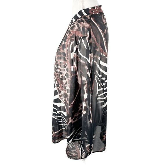 Lior Paris Chiffon Animal Print Kimono Open Front Beachy Chic Career Top Size L - Picture 2 of 8